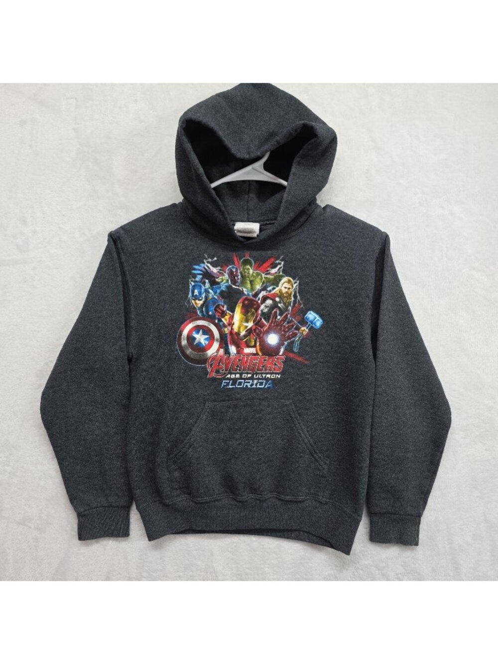 Marvel Avengers Age of Ultron Florida Hooded Pullover Sweatshirt Gray Size 8 (M)